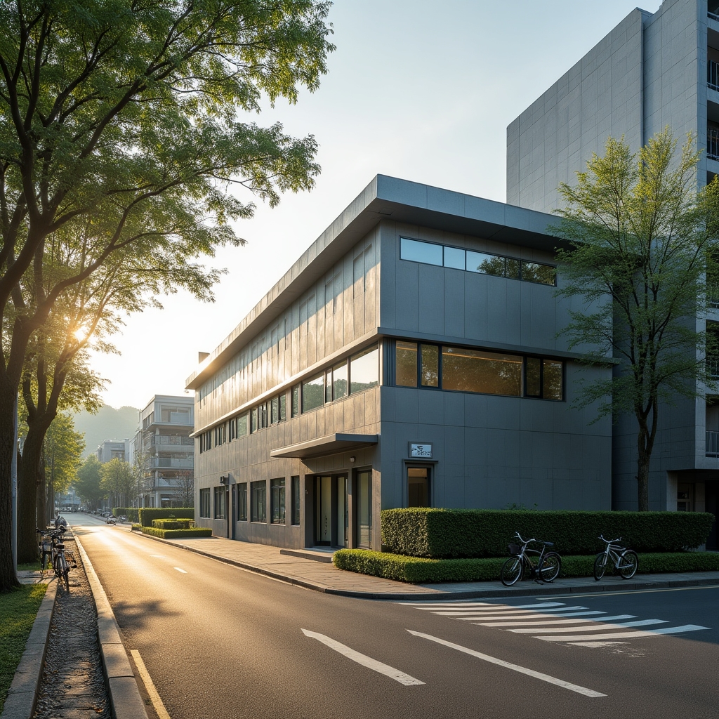 Exterior view of a modern office building on a quiet street in Zhunan Township, Miaoli County